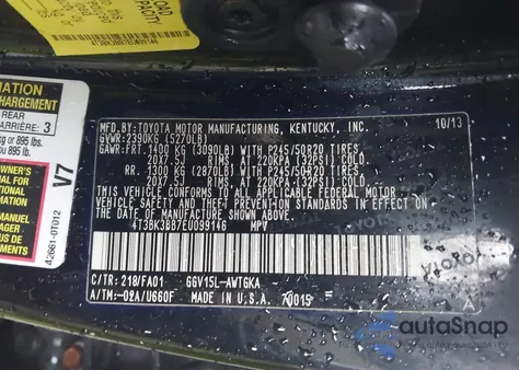 2014 Toyota Venza Le V6 z USA, uszkodzony, nr VIN 4T3BK3BB7EU099146